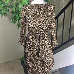 H&M Cheetah print, long sleeve midi dress size 4